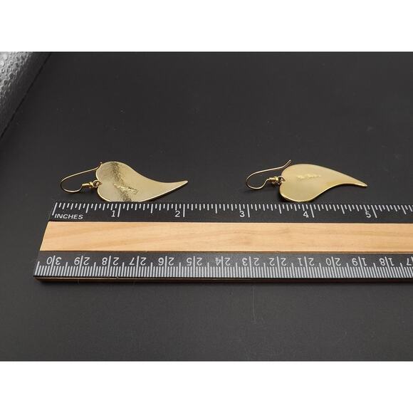 Laurel Burch Large Heart Earrings, Gold Plated, 1980s Vintage Jewelry - Picture 7 of 10